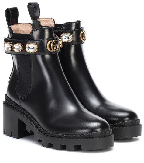 gucci embellished leather ankle boots